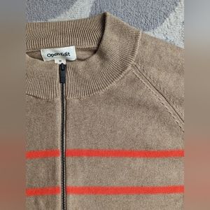 ·Open Edit Half Zip Mock Neck Sweater in Orange/tan Sz M